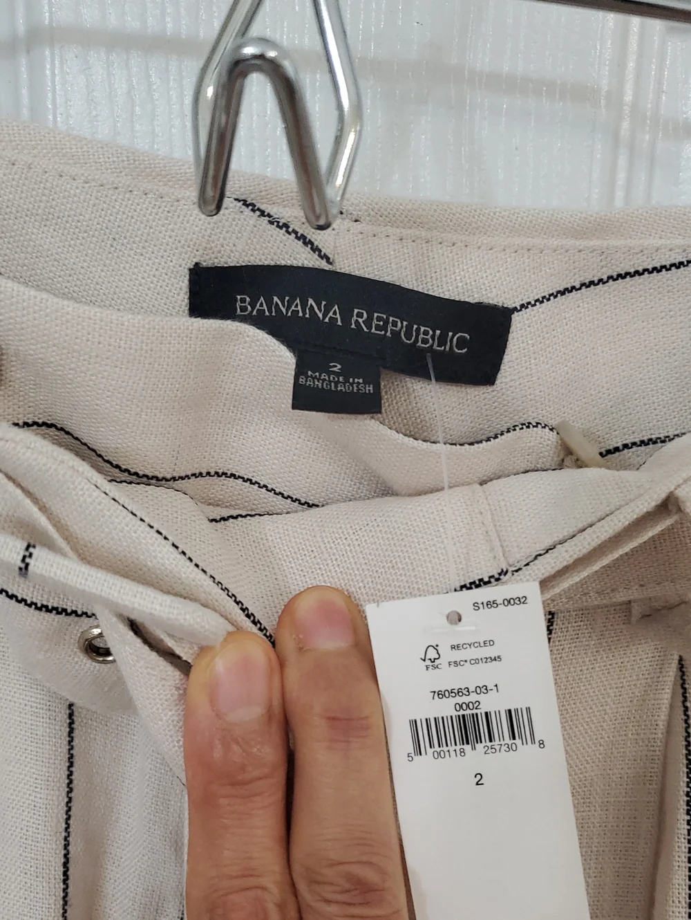 NWT Banana Republic Cream Linen-Blend High Waist Shorts with  Pinstripes(No.102)